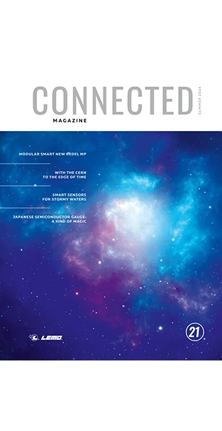 Cover from the 21st edition of the CONNECTED Magazine from LEMO
